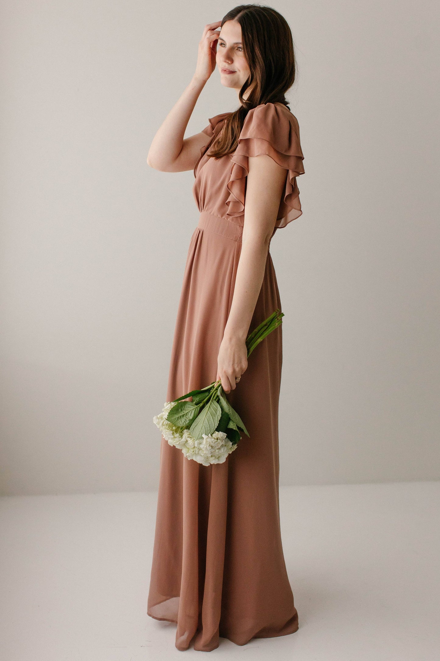 Valencia Flutter Sleeve Chiffon Maxi Dress