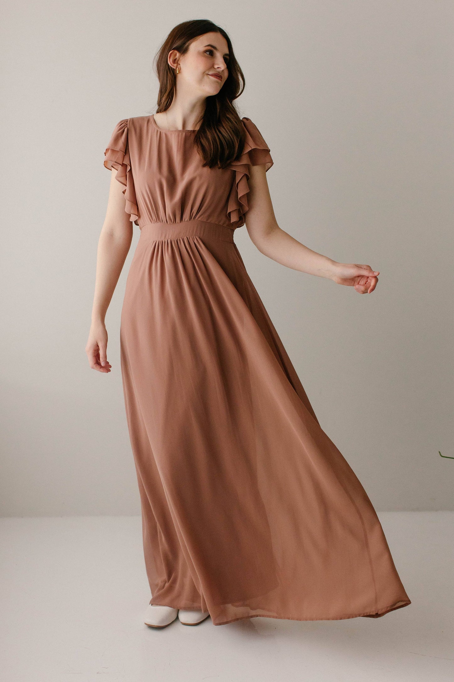Valencia Flutter Sleeve Chiffon Maxi Dress