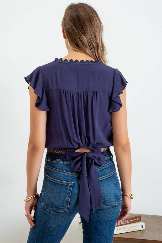 The Midnight Lace Trim Blouse