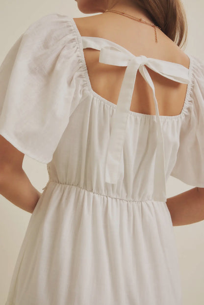 Layla Crochet Midi Dress (White)