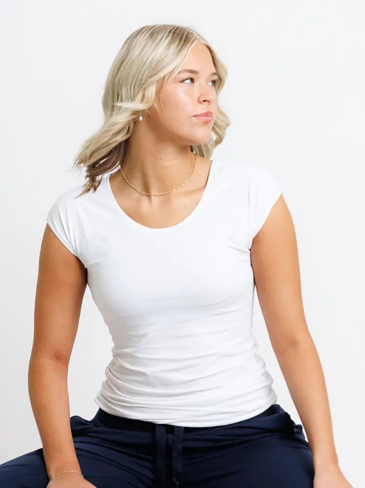 Essential Basic Layering Short Sleeve Scoop Neck Tee