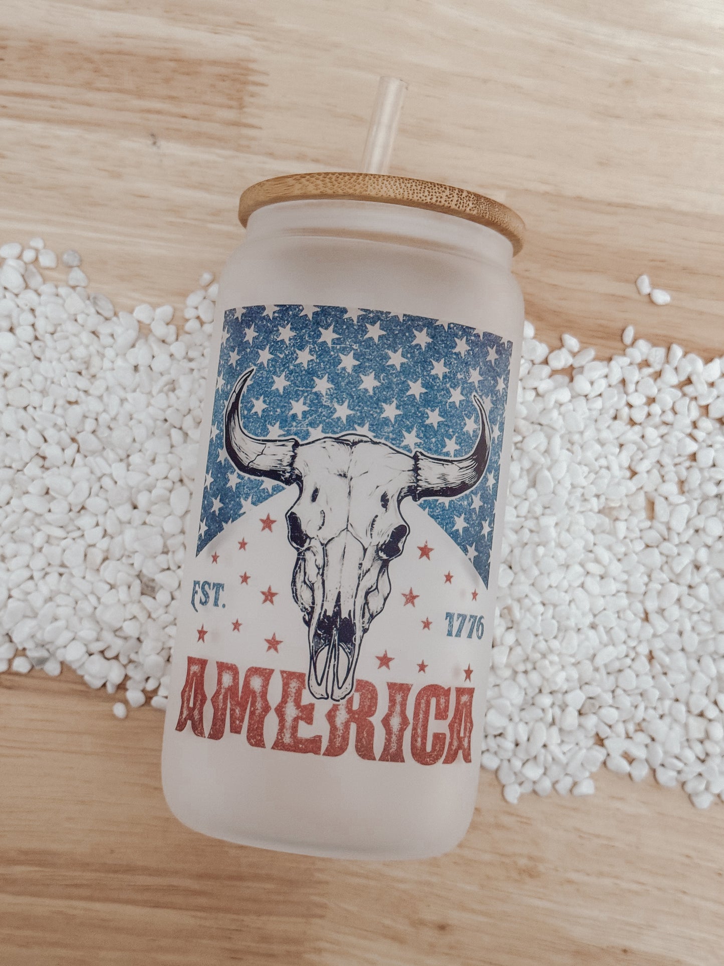 Patriotic American 16oz Glass Can Cup