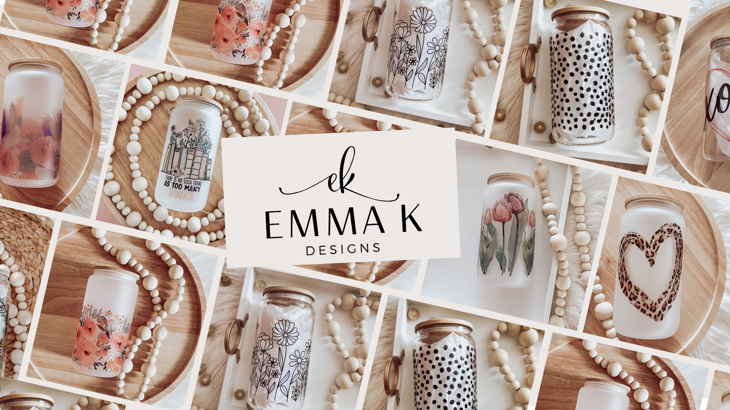 Emma K Designs 16 Ounce Glass Cup Boho Theme 3