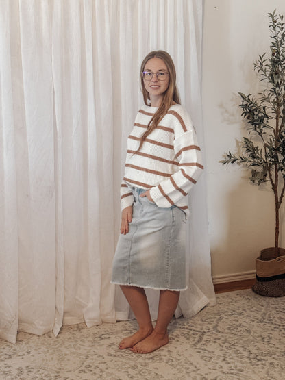 Cozy Stripe Ribbed Knit Sweater