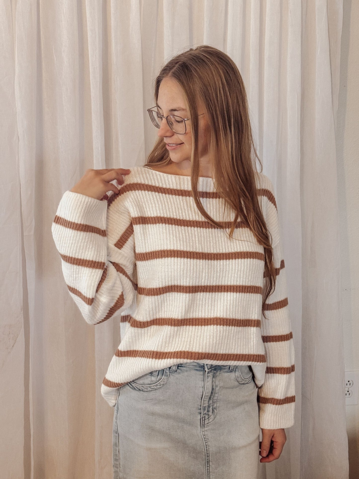 Cozy Stripe Ribbed Knit Sweater