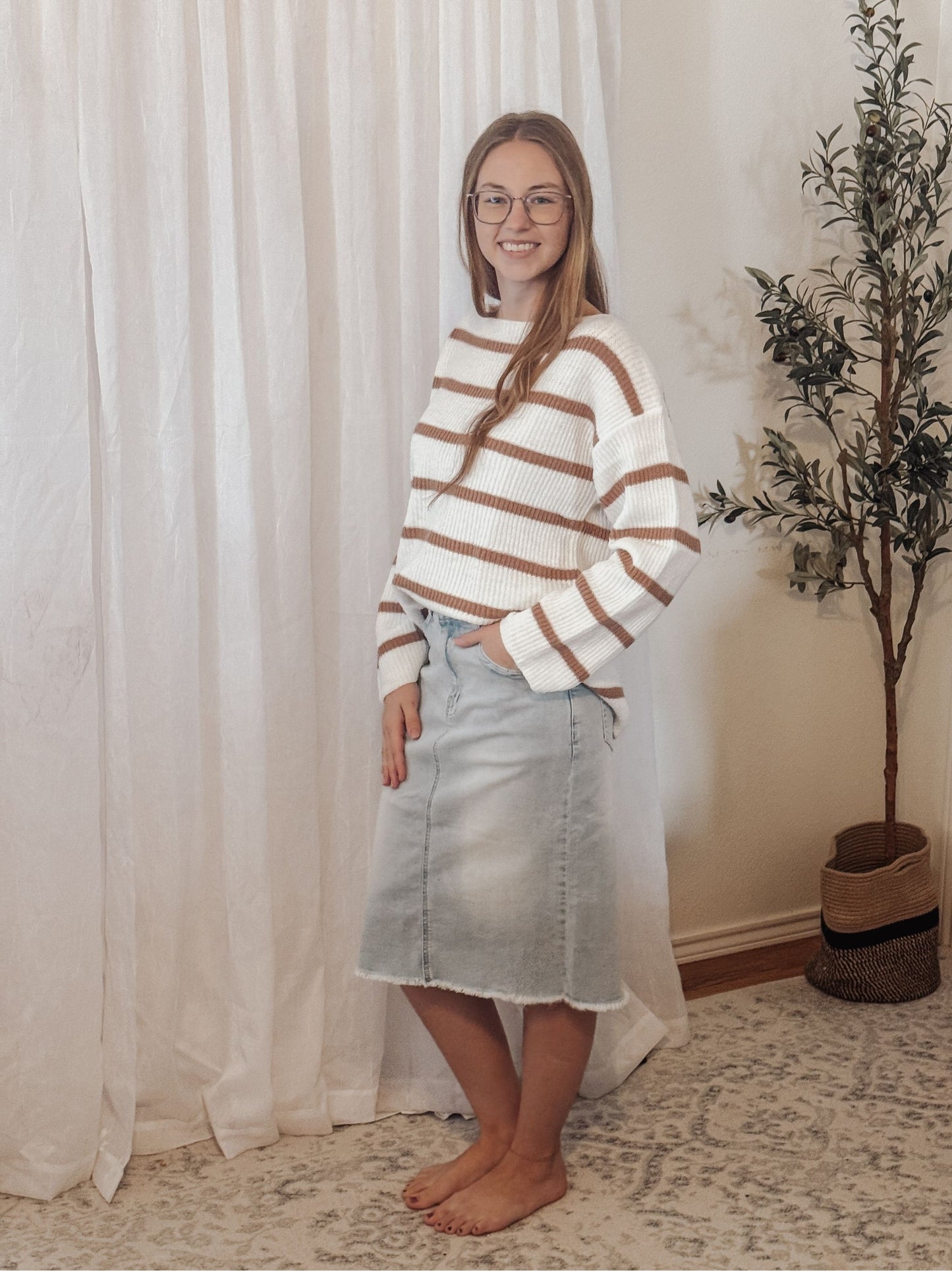 Cozy Stripe Ribbed Knit Sweater