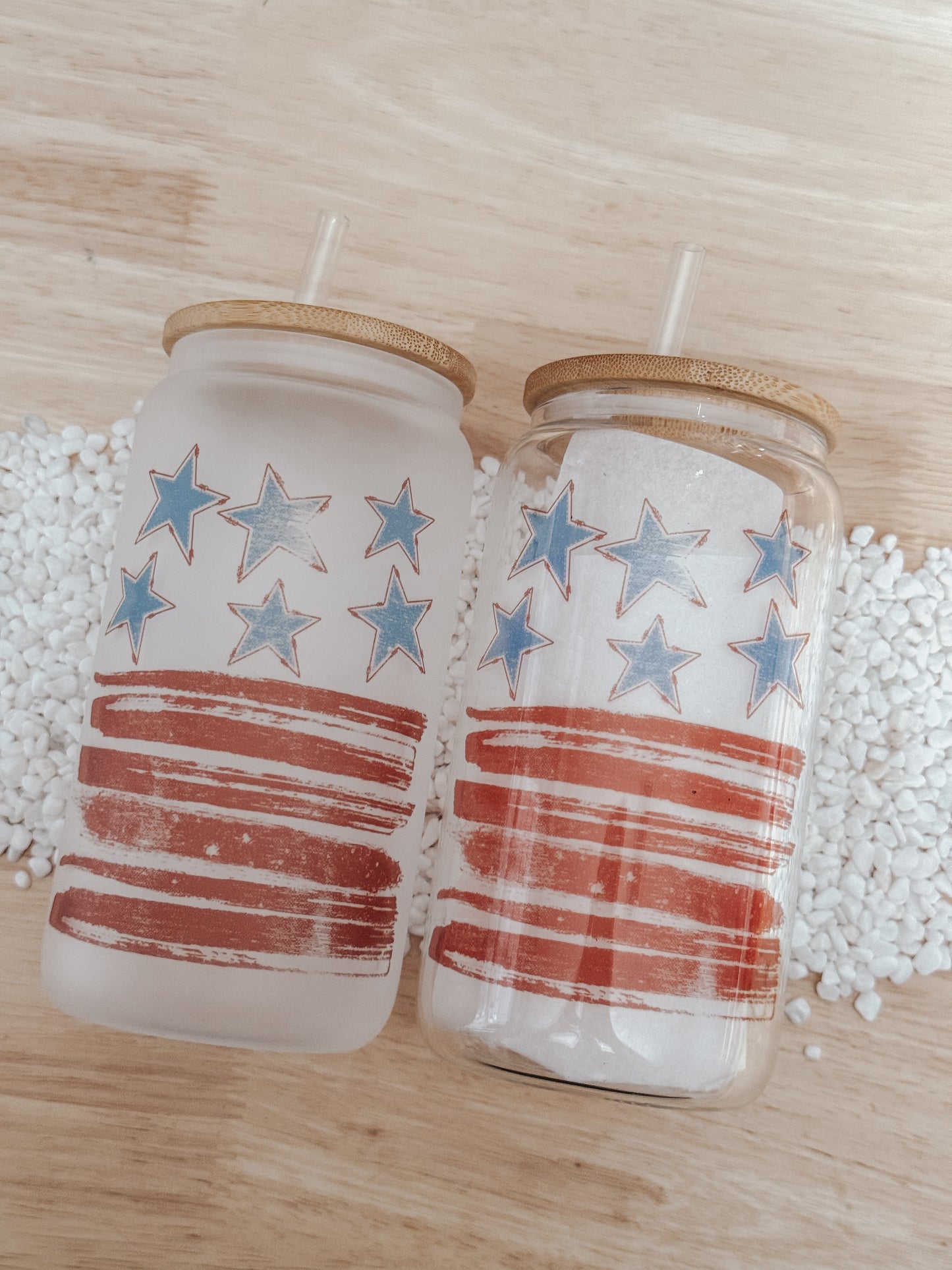 Stars & Stripes 16oz Glass Can Cup