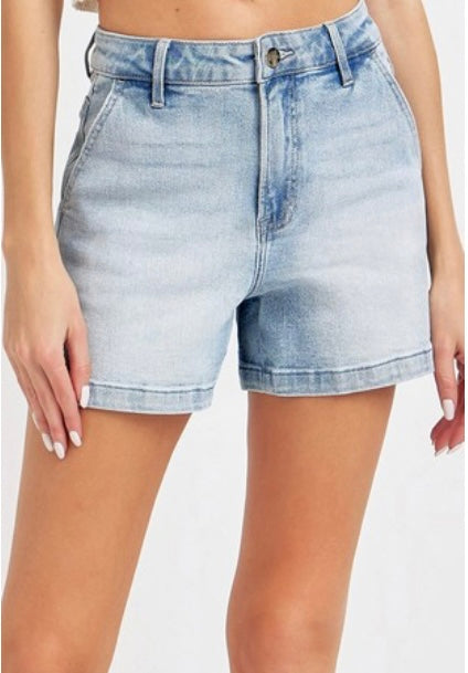 Risen High Rise Shorts - Light Wash