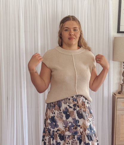The Maren Knit Top in Beige