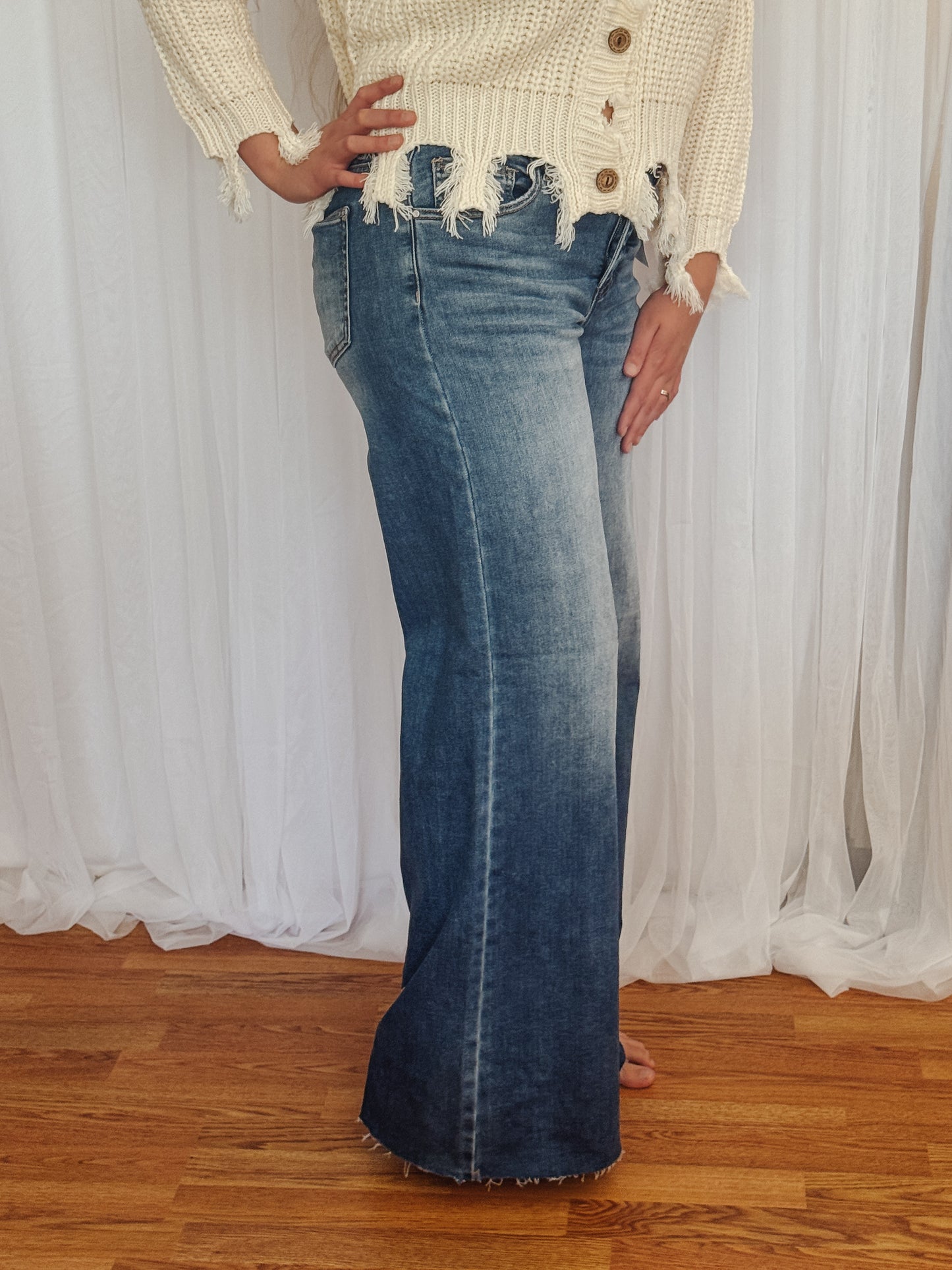 Tummy Control High Rise Ankle Palazzo Jeans