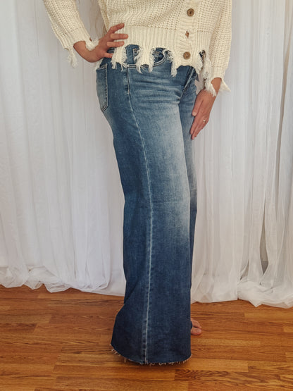 Tummy Control High Rise Ankle Palazzo Jeans