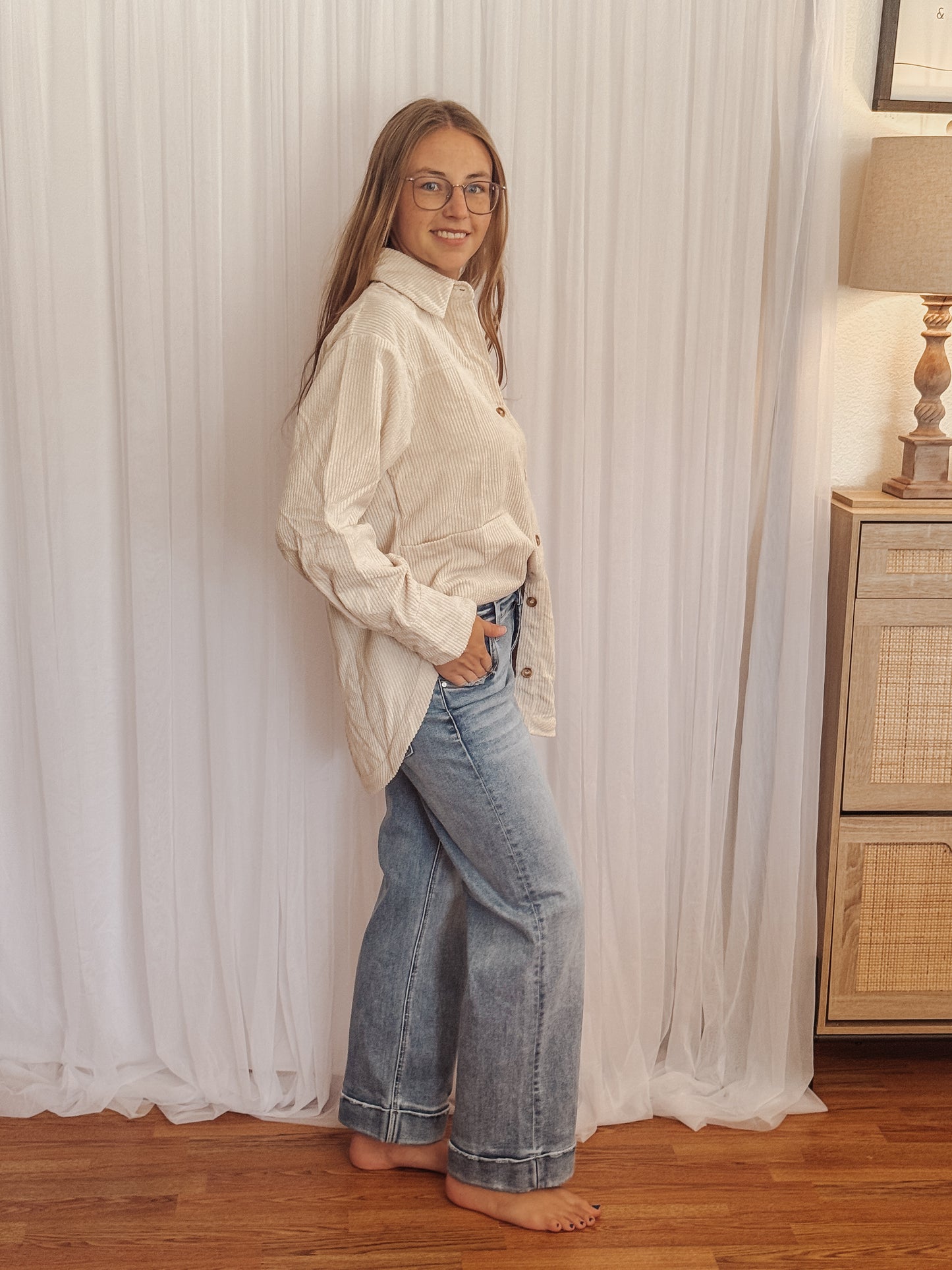 Classic Corduroy Shacket With Pockets