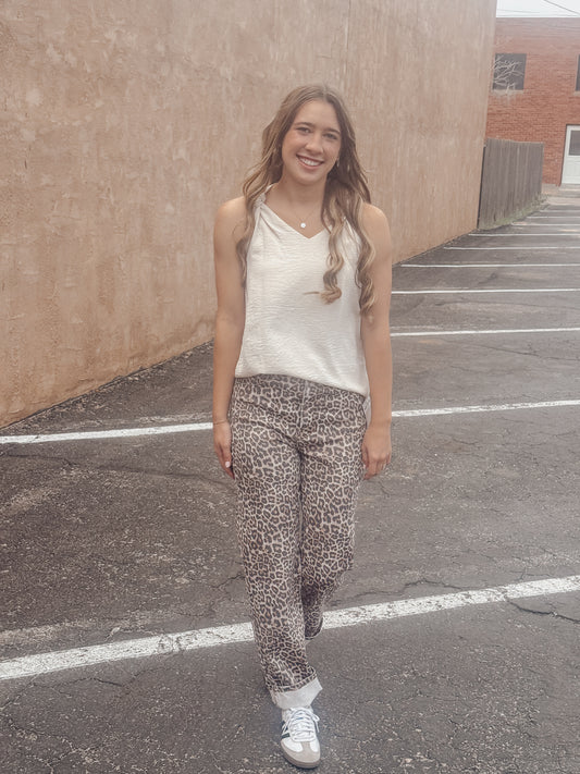 RESTOCKED Leopard Super High Rise Dad Jean