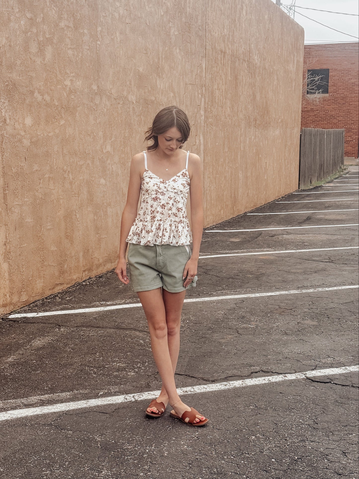 Olive Denim High Rise Shorts