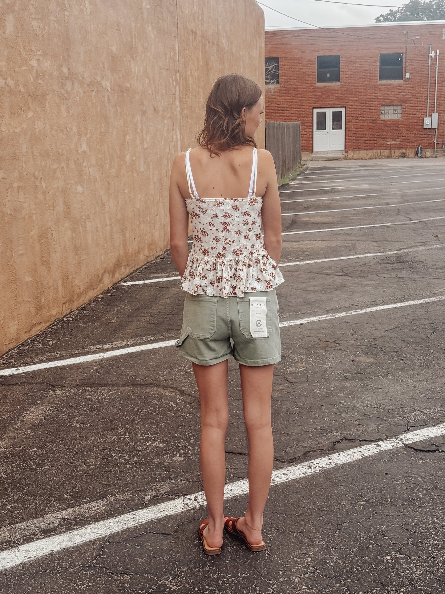 Olive Denim High Rise Shorts