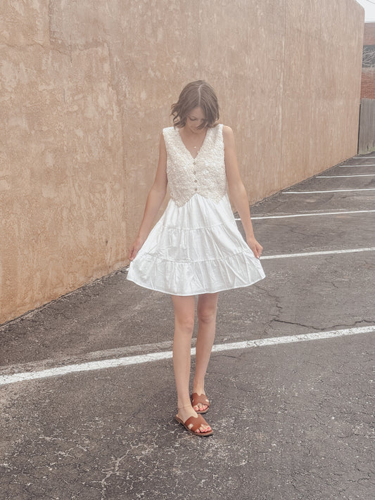 Boho Lace Bodice Mini Dress