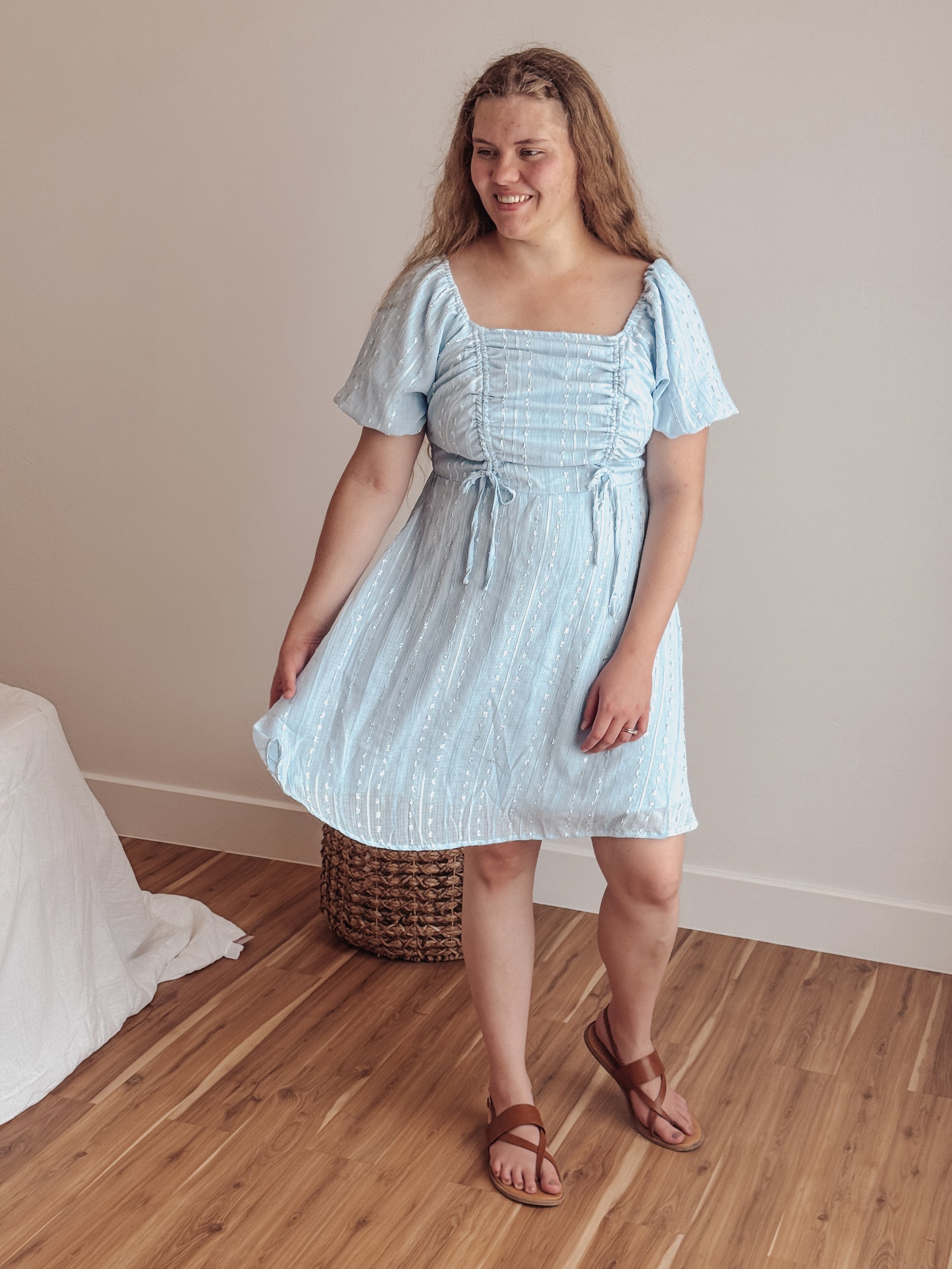 saylor blue dress Saylor Dress Navy and Pink Stripe | Feminine Modest Midi Dress for Women