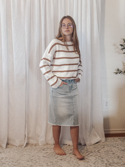 Lily Light Denim Knee Length Skirt