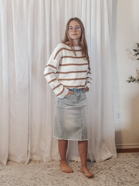 Lily Light Denim Knee Length Skirt
