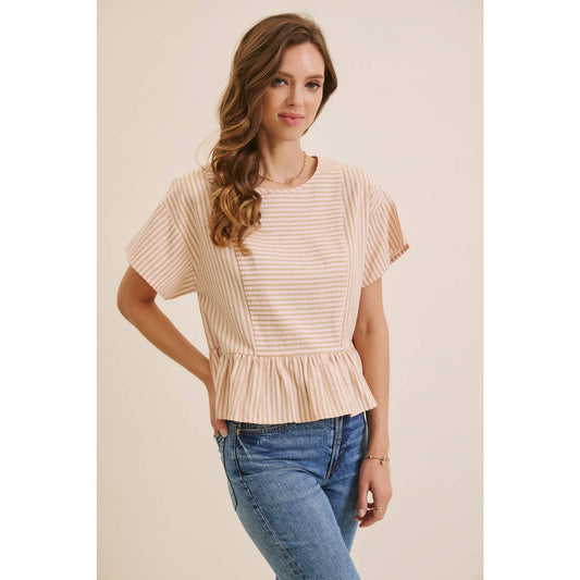 Sandy Stripe Peplum Top