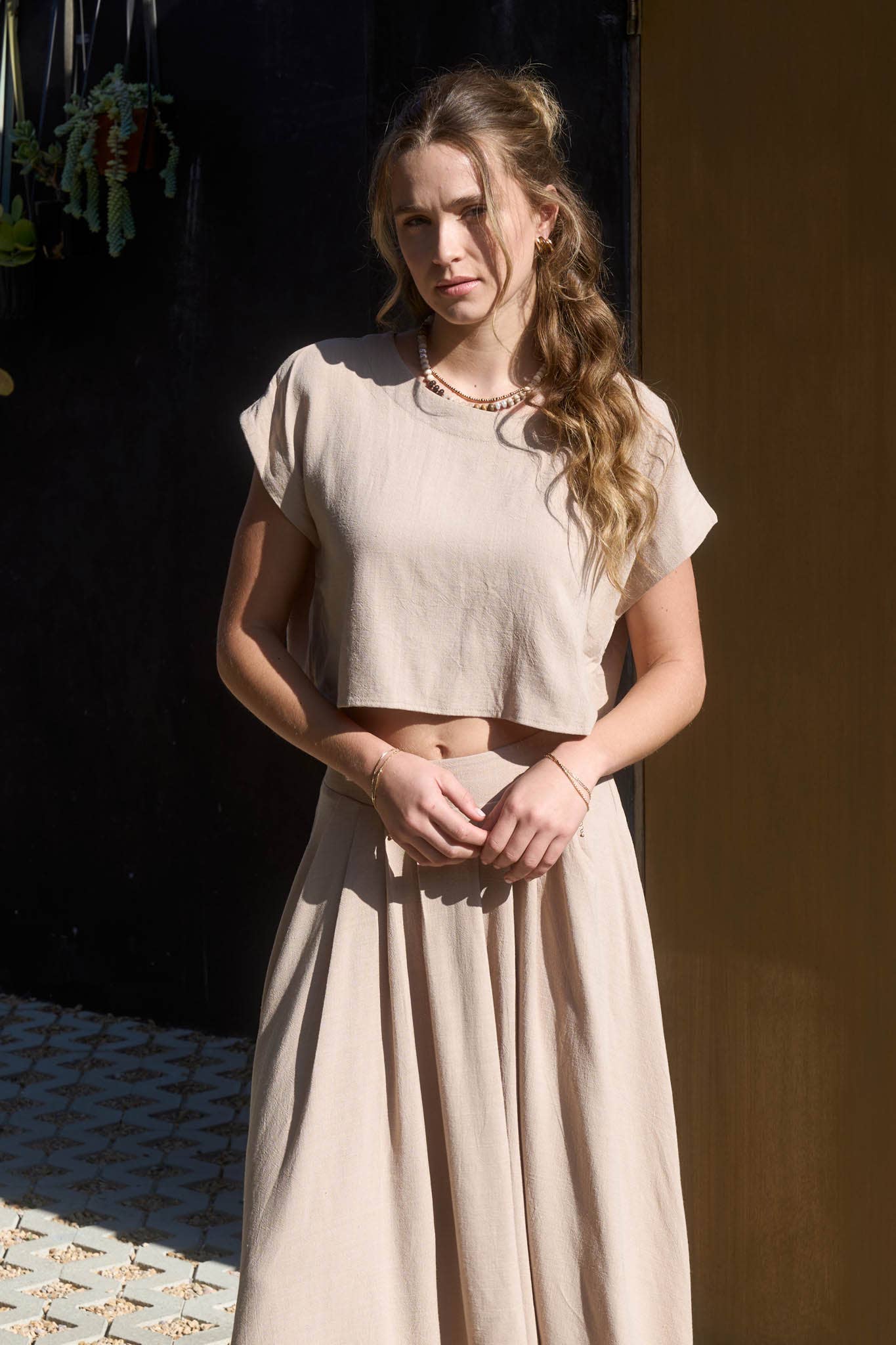 Sienna Sands Cropped Linen Top
