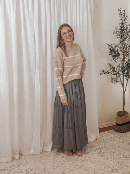 Tiered Maxi Skirt in Olive