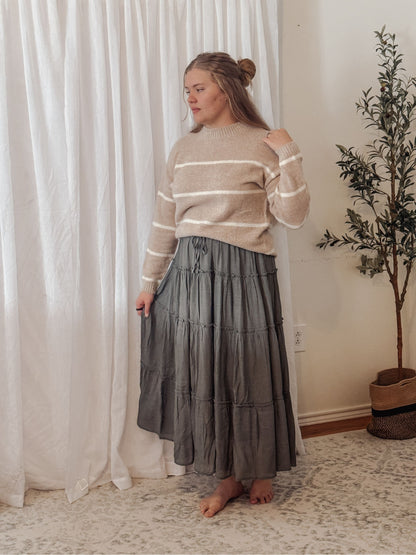 Tiered Maxi Skirt in Olive