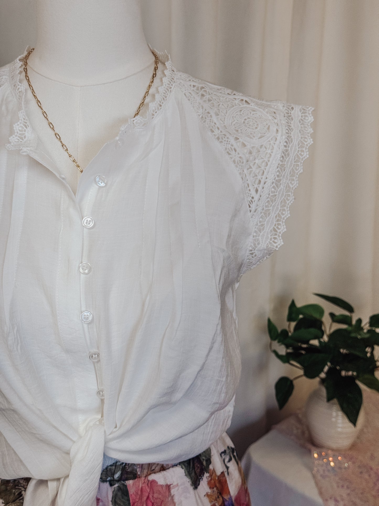 The Eliza Lace Shoulder Blouse