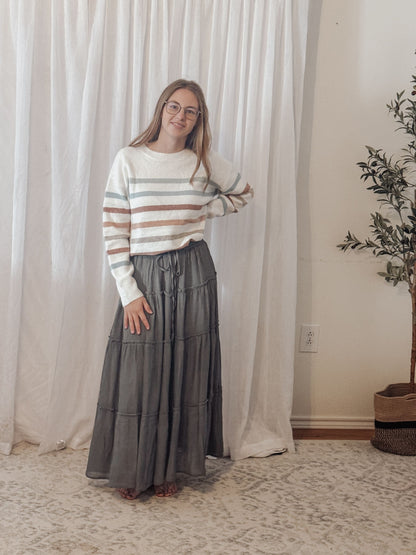 Tiered Maxi Skirt in Olive