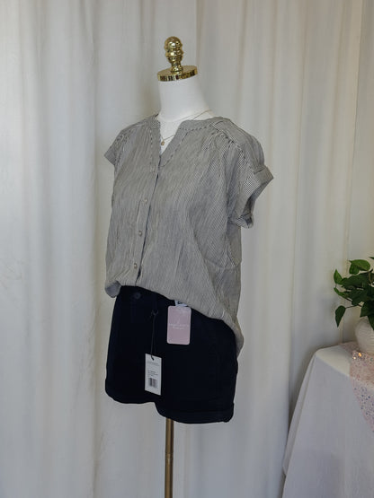 Black Denim Weekender Short Double Rolled Cuff