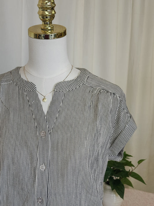 The Sandstone Stripe Button Top