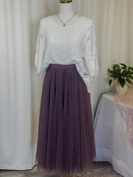 Tulle Midi Skirt in Dusty Rose
