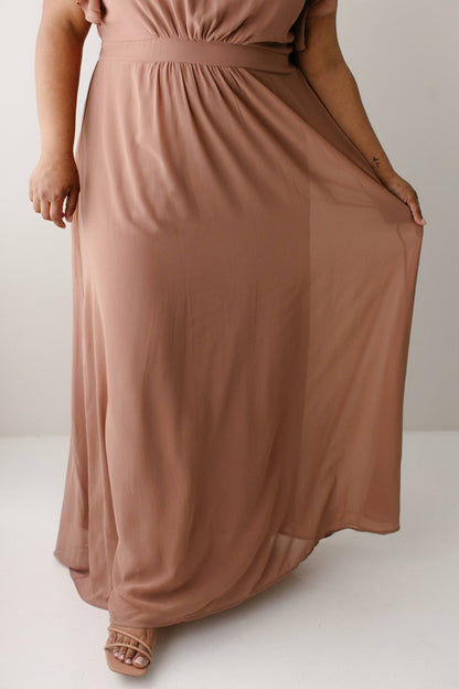 Valencia Flutter Sleeve Chiffon Maxi Dress