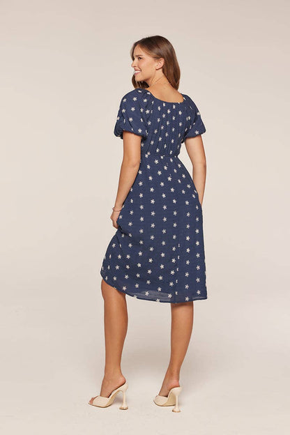 Embroidered Square Neck Dress