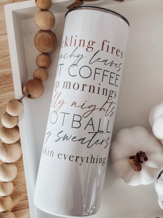 All Things Fall 20oz Skinny Tumbler - Emma K Designs