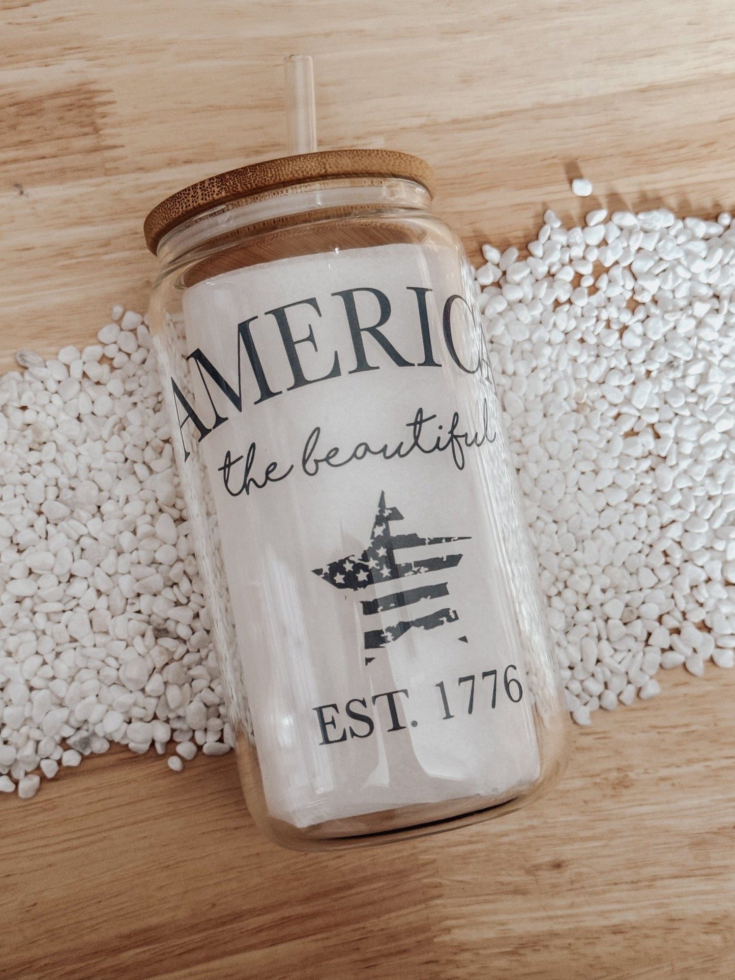 America The Beautiful 16oz Glass Can Cup - Emma K Designs