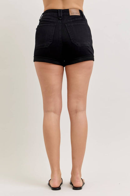 Black Denim Weekender Short Double Rolled Cuff