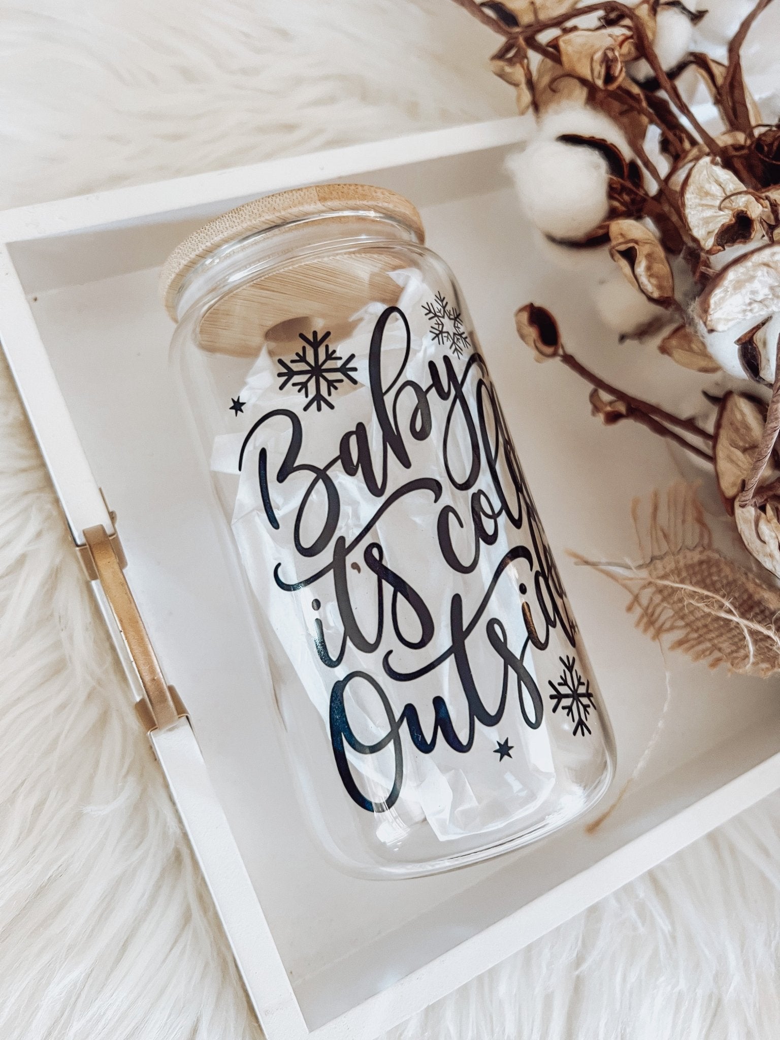 Baby It’s Cold Outside 16oz Glass Can Cup - Emma K Designs