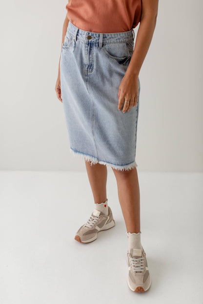 The Hadley Denim Midi Skirt