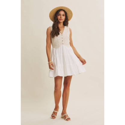 Boho Lace Bodice Mini Dress