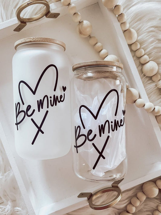 Be Mine 16oz Glass Beer Can Cup - Emma K Designs