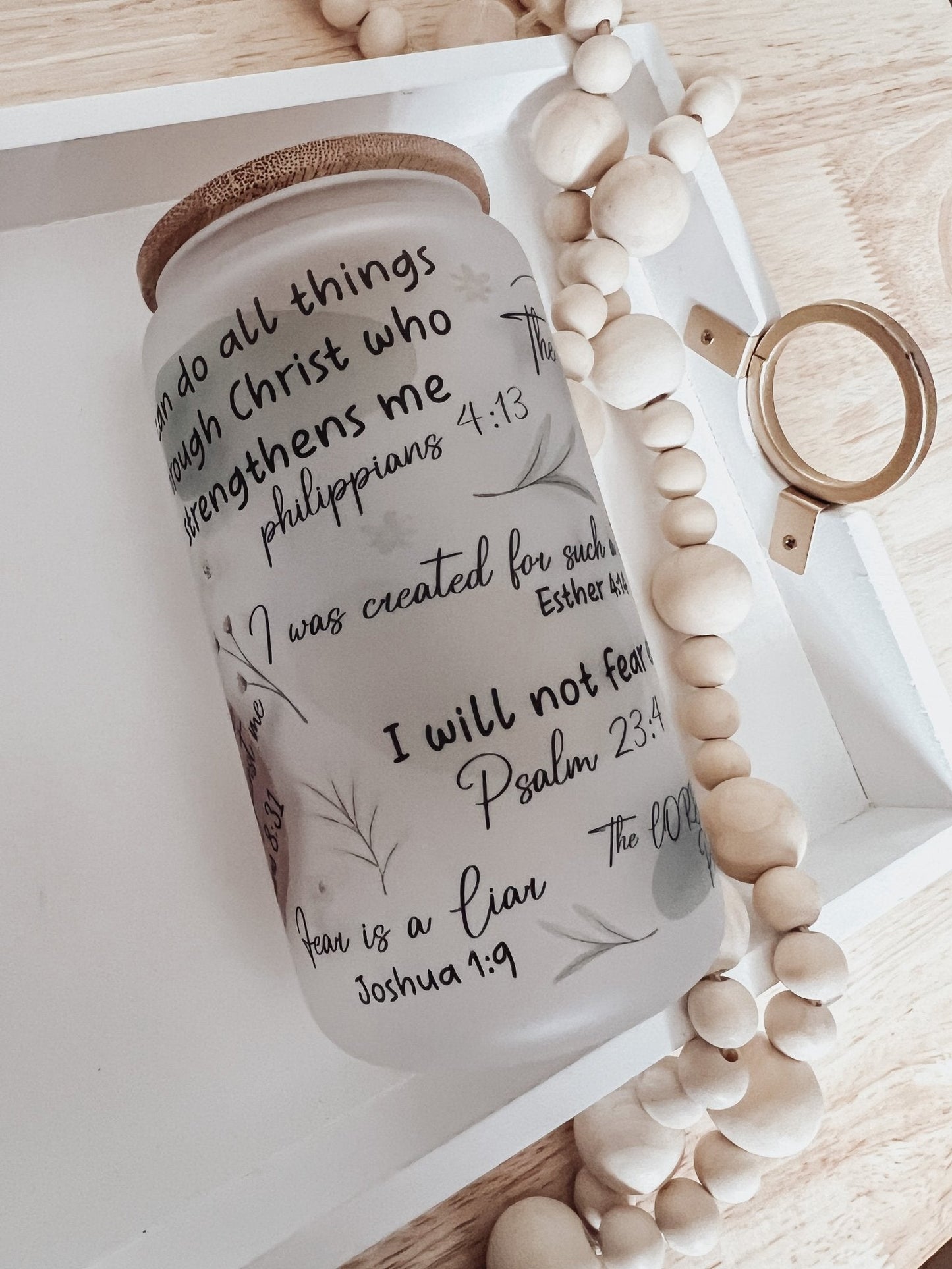 Bible Verses 16oz Glass Can Cup - Emma K Designs