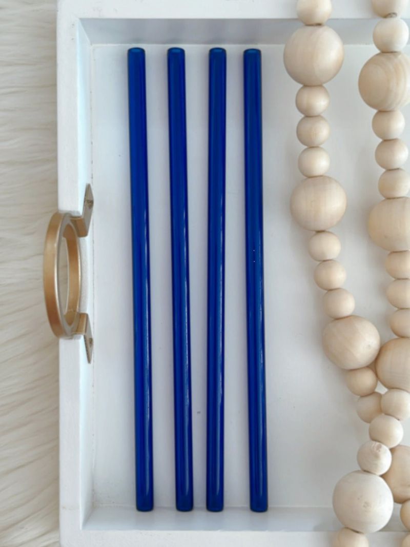 Blue Straight Glass Straw - Emma K Designs