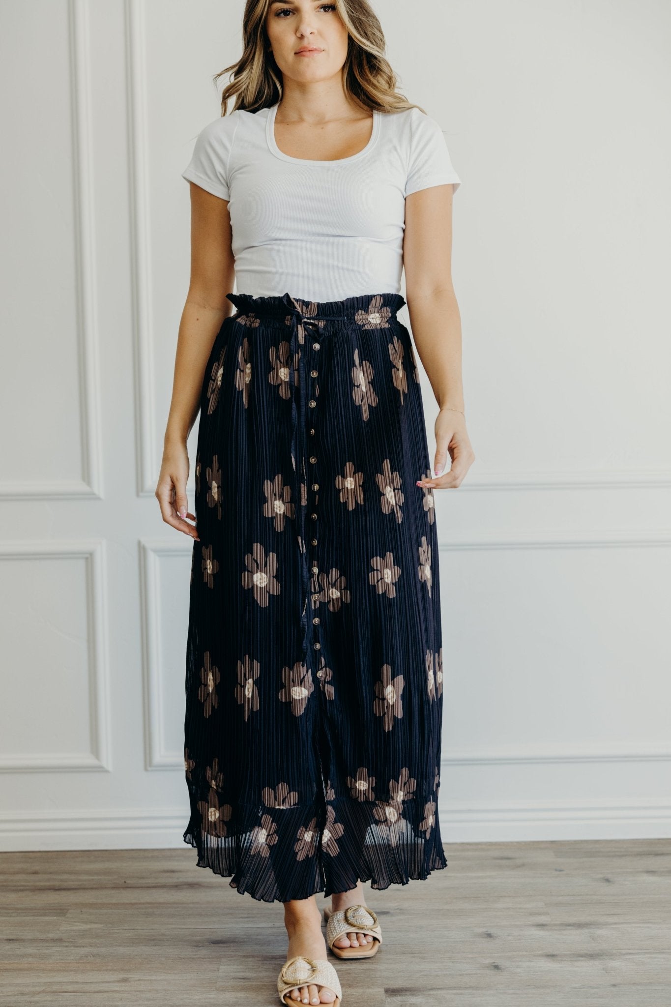 Brown Floral Button Down Maxi Skirt - Emma K Designs