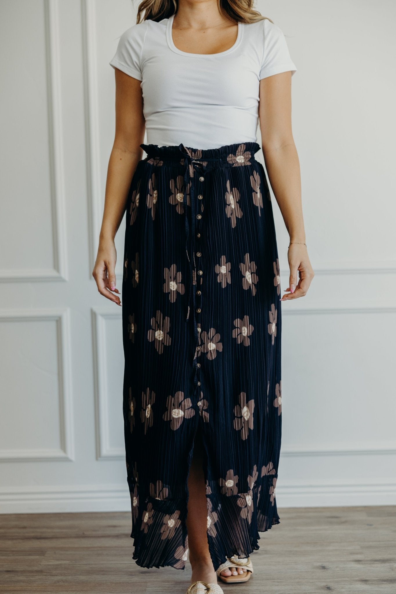 Brown Floral Button Down Maxi Skirt - Emma K Designs