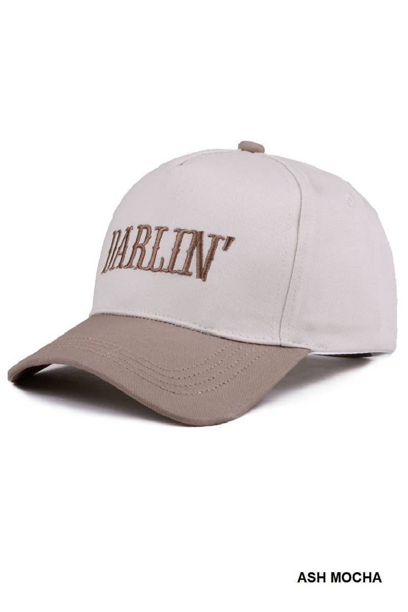 Darlin' Embroidered Two-tone Canvas Cotton Cap