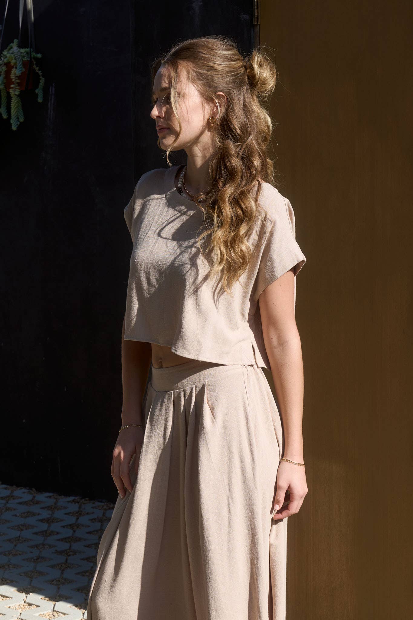 Sienna Sands Cropped Linen Top