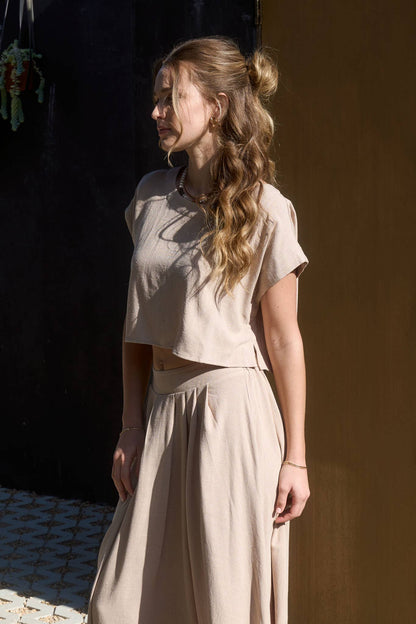 Sienna Sands Cropped Linen Top
