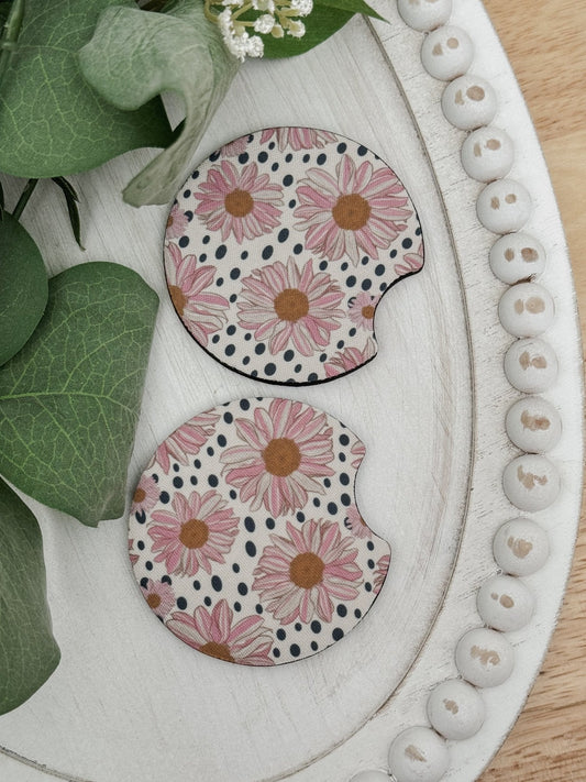 Car Coasters #5 Pink Flowers - Emma K Designs