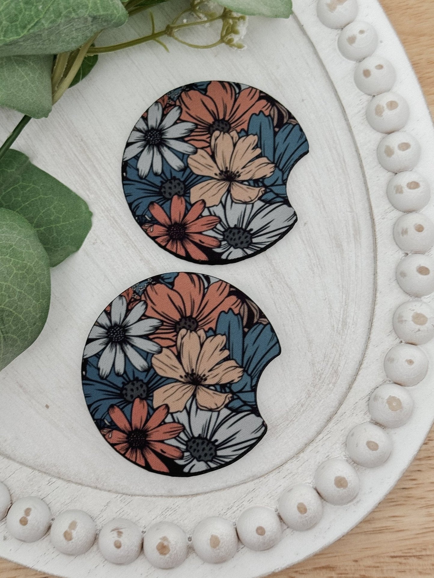 Car Coasters #7 Retro Floral - Emma K Designs